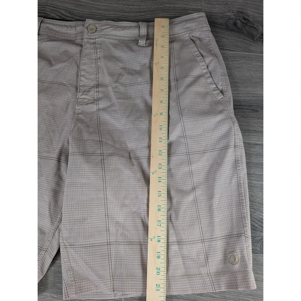 Hang Ten Mens Hybrid Shorts Tan Plaid Glen Check Size 40 Walk Board Shorts